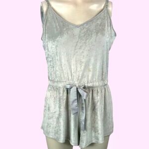 Victorias Secret Large 1 Pc Lounge Wear Romper Silver Crushed Velvet